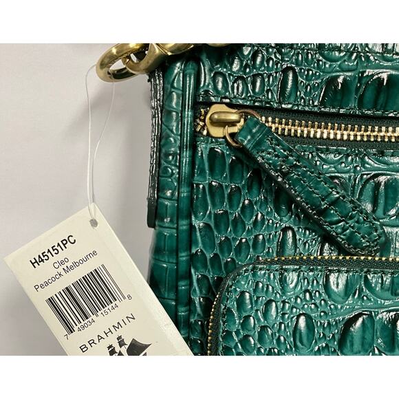 NWT Brahmin Cleo Peacock Melbourne Croc Embossed Crossbody / COA - Picture 8 of 9